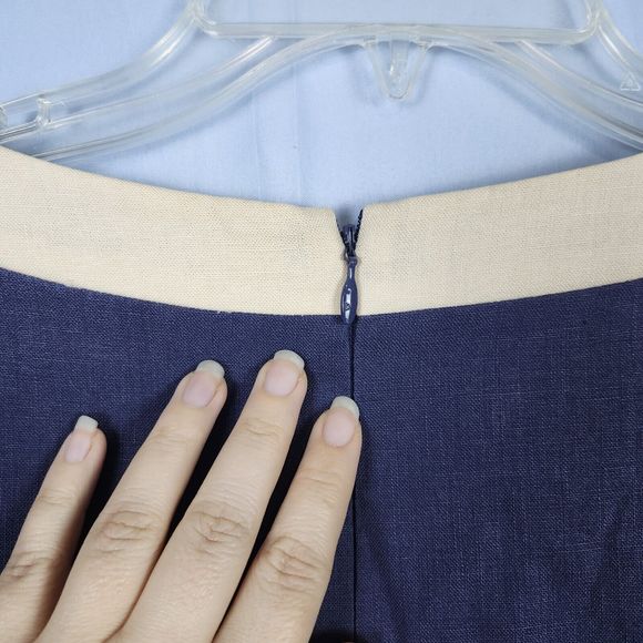 Vtg 80s? Sailor Stewardess Retro Linen Blend David Warren Dress Faux Wrap Sz 8 - Picture 11 of 14